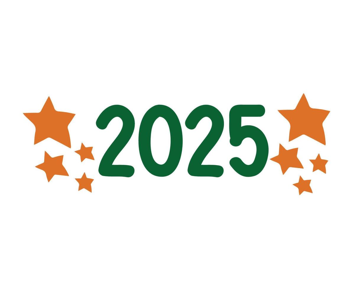 Happy New Year 2025 Holiday Orange And Green Festive Design Abstract Illustration vector