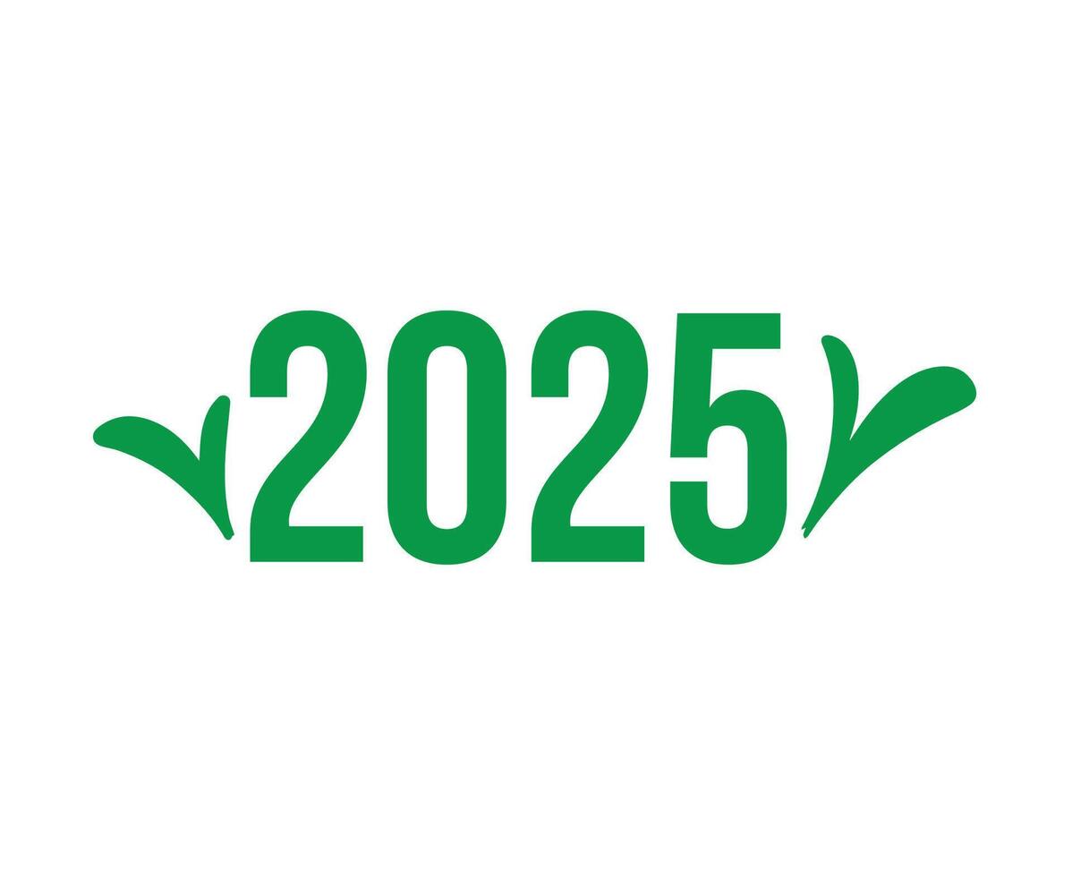 Happy New Year 2025 Holiday Green Festive Isolated Celebration Design Abstract Illustration vector