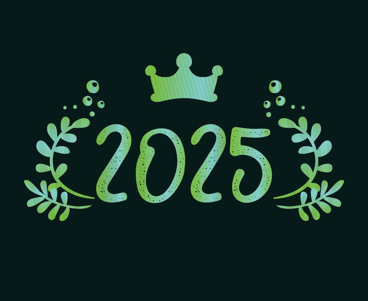 2025 Happy New Year Holiday Design Green Festive Elegant Isolated Abstract Illustration vector