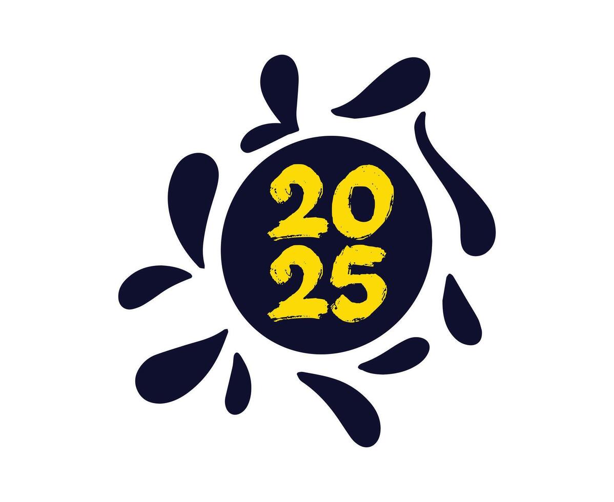 2025 Happy New Year Holiday Blue And Yellow Isolated Festive Celebration Design Abstract Illustration vector
