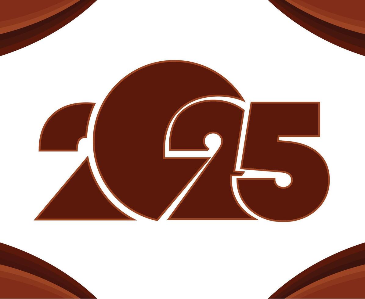 2025 Happy New Year Holiday Abstract Brown Isolated Elegant Design Illustration vector