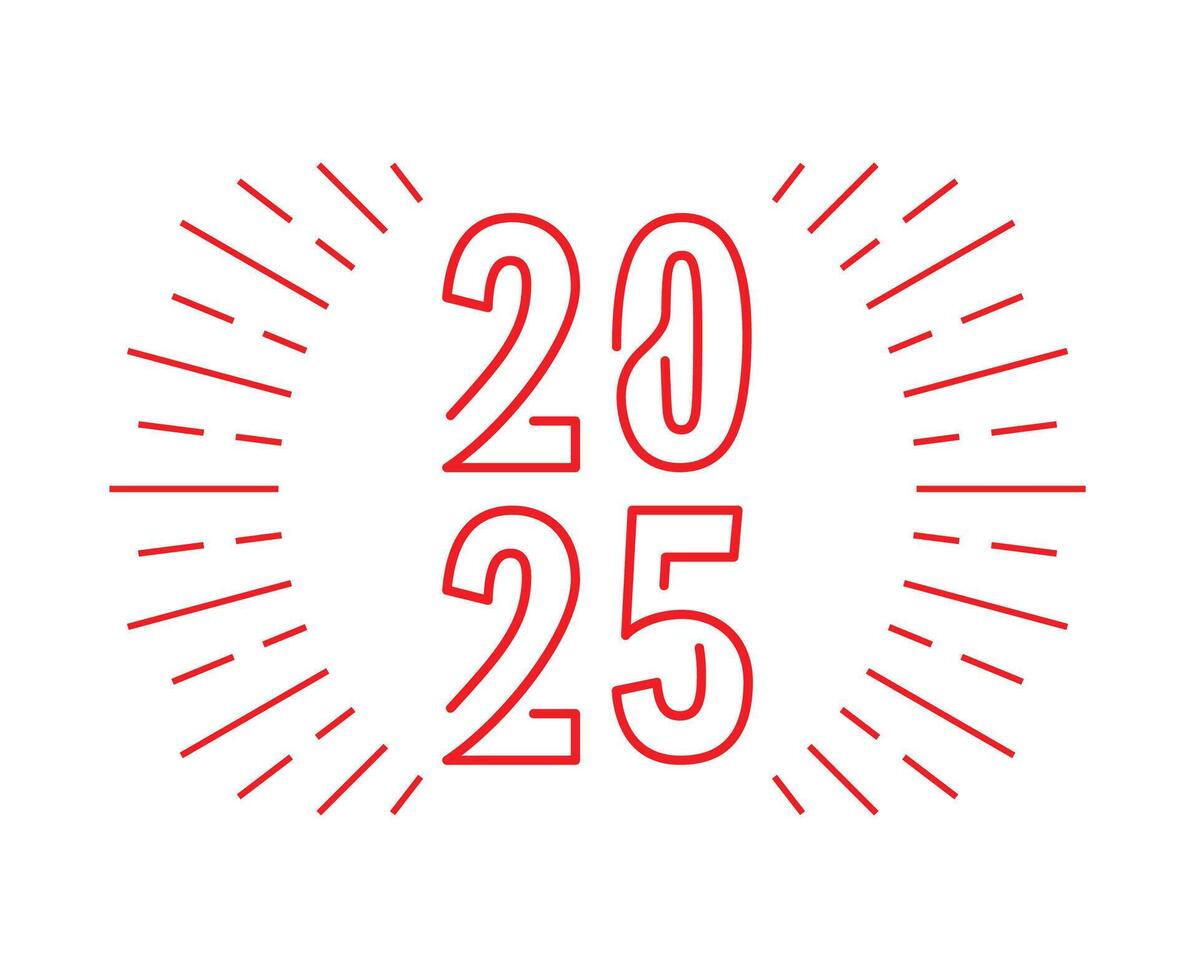 2025 Happy New Year Holiday Red Modern Line Style Festive Celebration Design Abstract Illustration vector