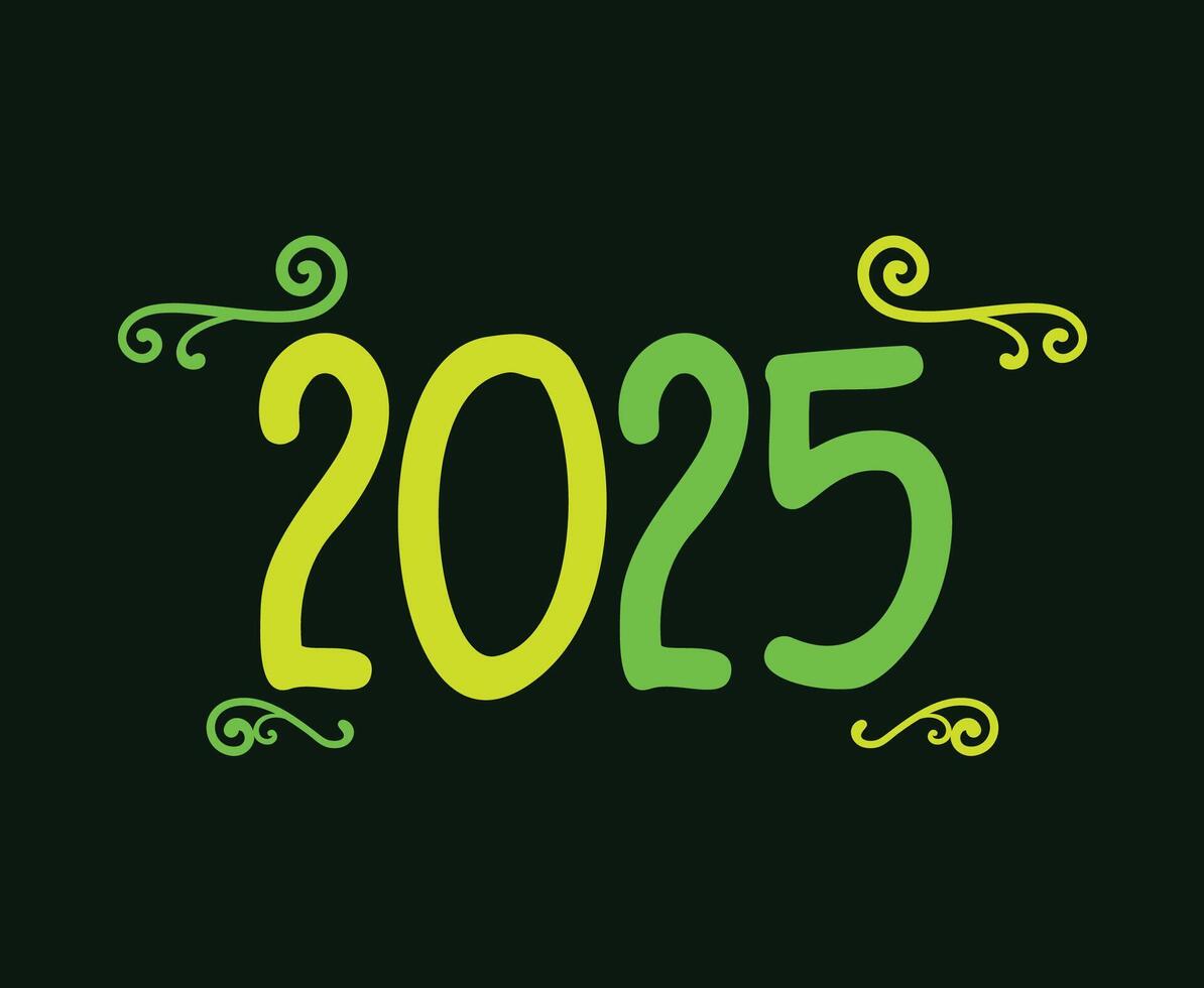 Happy New Year 2025 Holiday Yellow And Green Design Festive Abstract Illustration vector