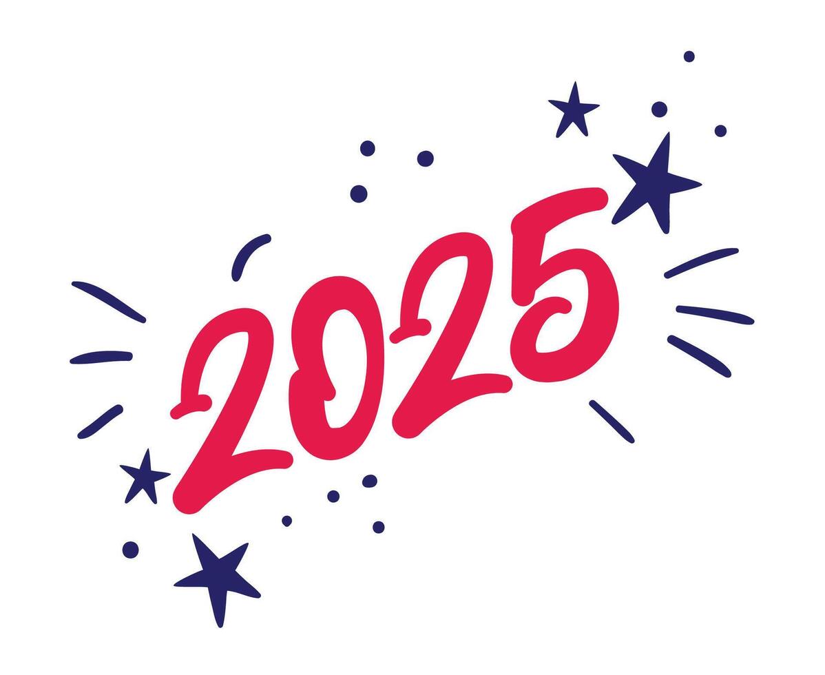 Happy New Year 2025 Holiday Abstract Blue And Pink Elegant Isolated Design Illustration vector
