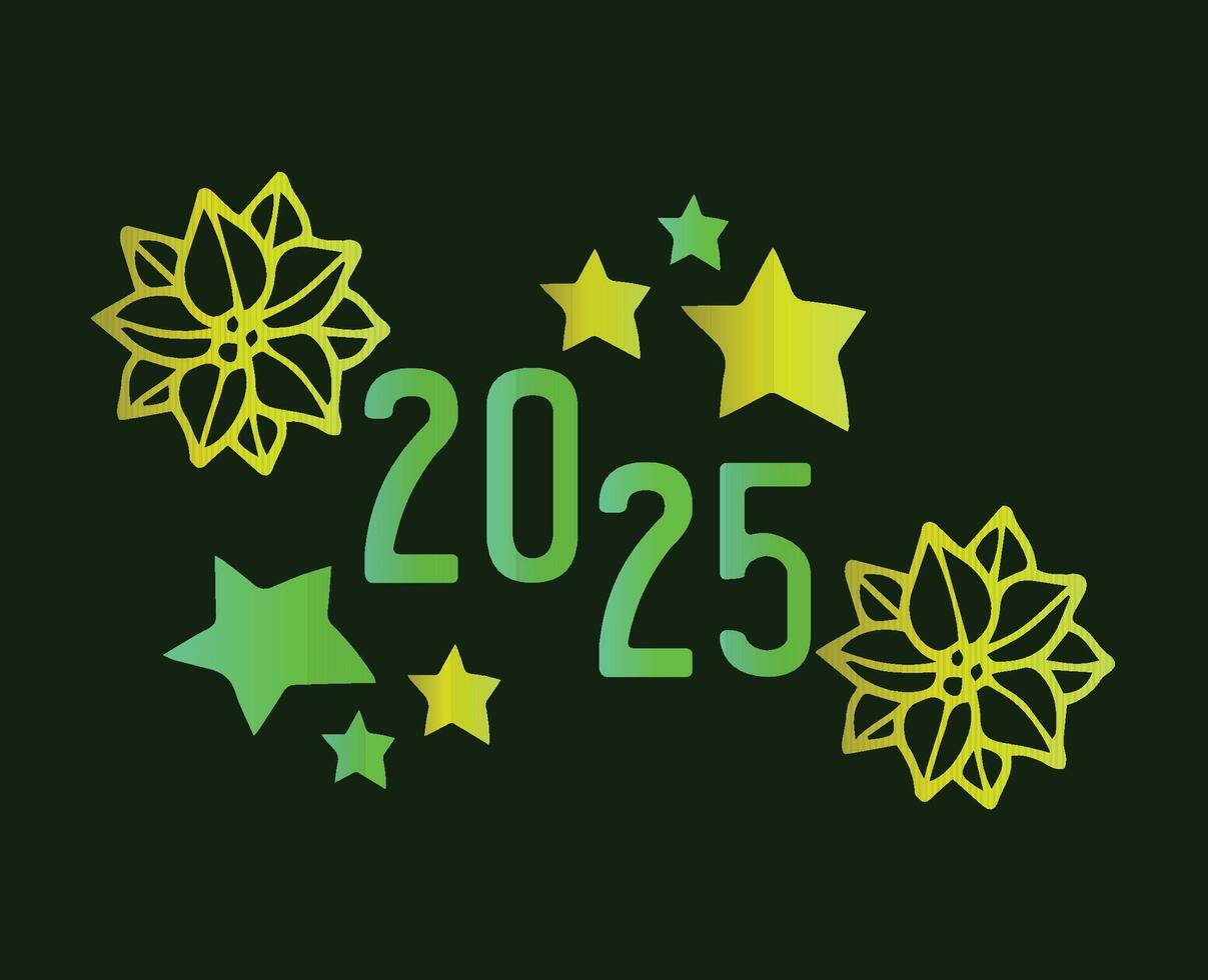 2025 Happy New Year Holiday Green And Yellow Isolated Festive Celebration Design Abstract Illustration vector