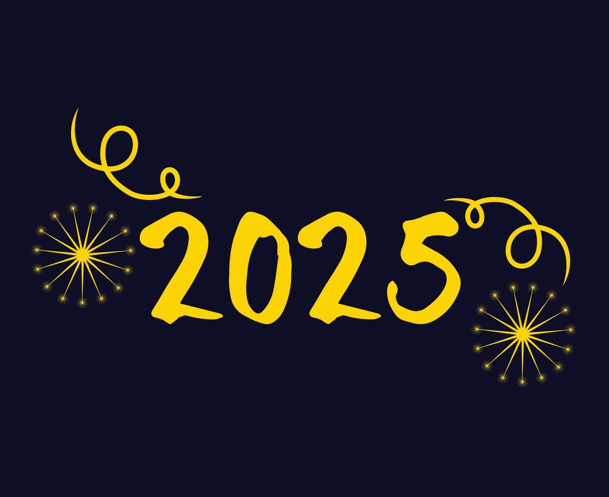 2025 Happy New Year Holiday Blue And Yellow Isolated Elegant Abstract Illustration vector