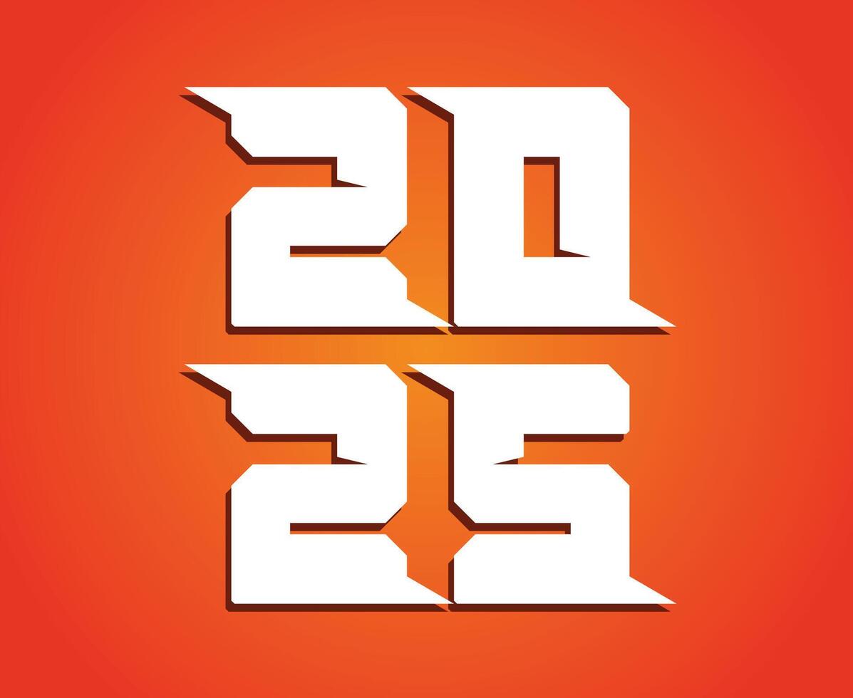 Happy New Year 2025 Holiday Abstract Orange and White Elegant Isolated Design Illustration vector