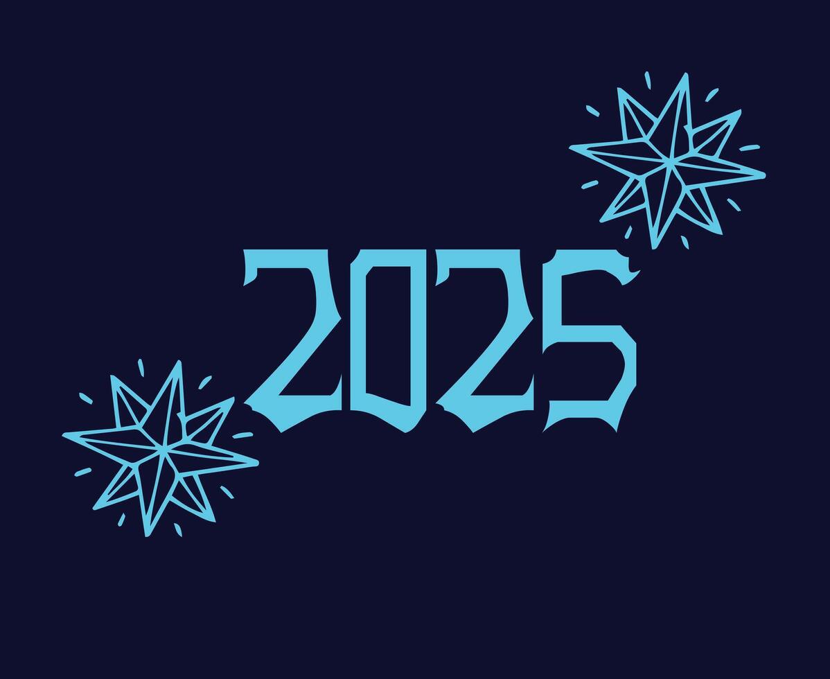2025 Happy New Year Holiday Design Blue And Cyan Festive Elegant Isolated Abstract Illustration vector