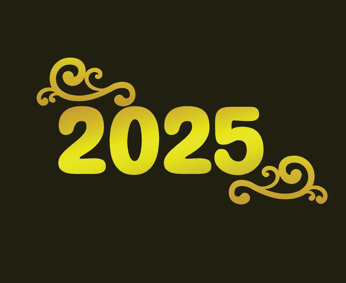 Happy New Year 2025 Holiday Yellow Design Festive Abstract Illustration vector