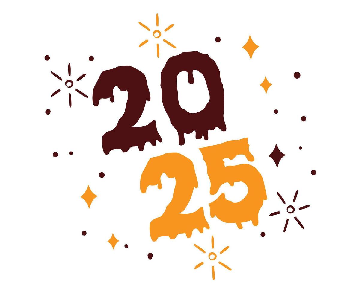 Happy New Year 2025 Holiday Abstract Brown Isolated Elegant Design Illustration vector