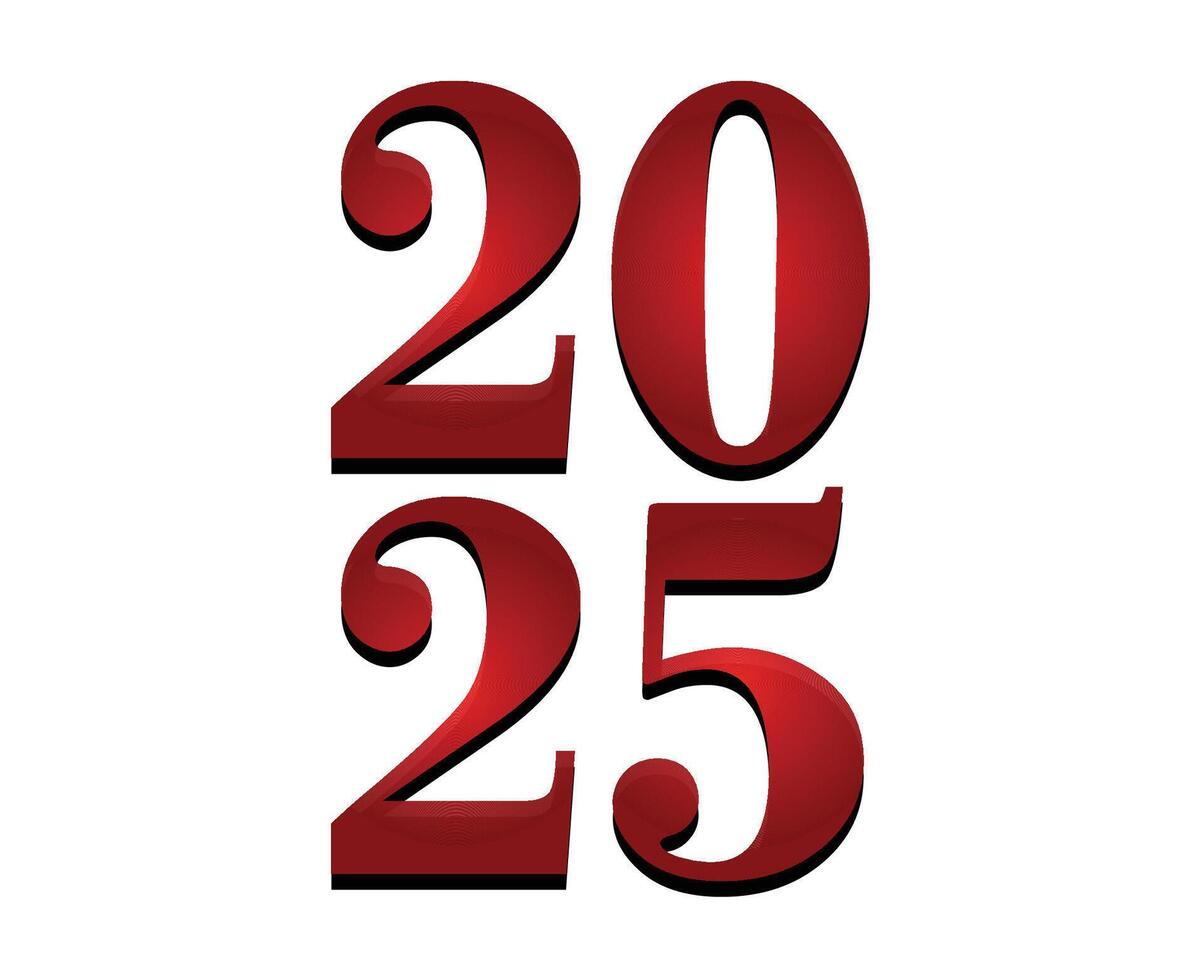 Happy New Year 2025 Holiday Abstract Red Elegant Isolated Design Illustration vector