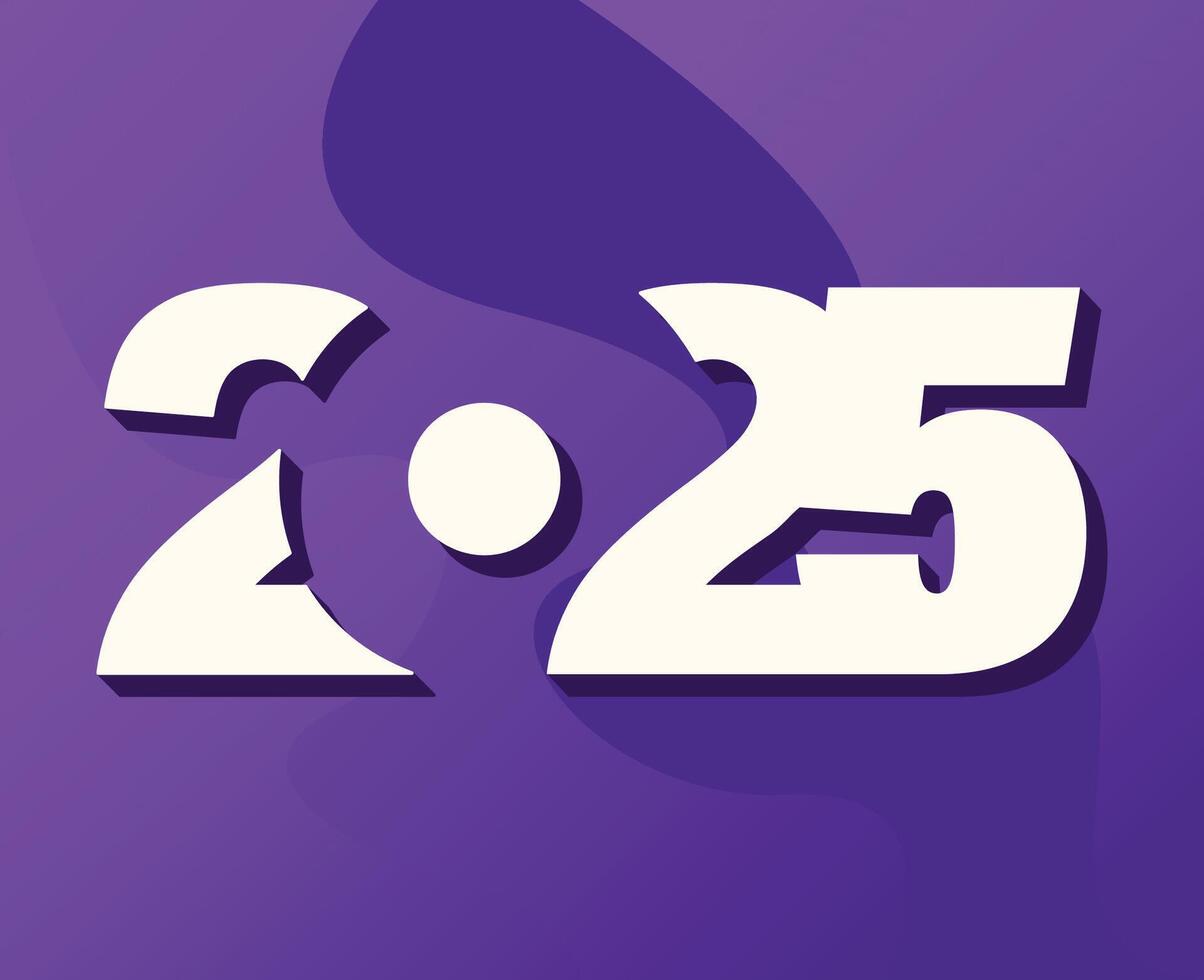 2025 New Year Abstract Purple And White Design Logo Symbol Illustration vector