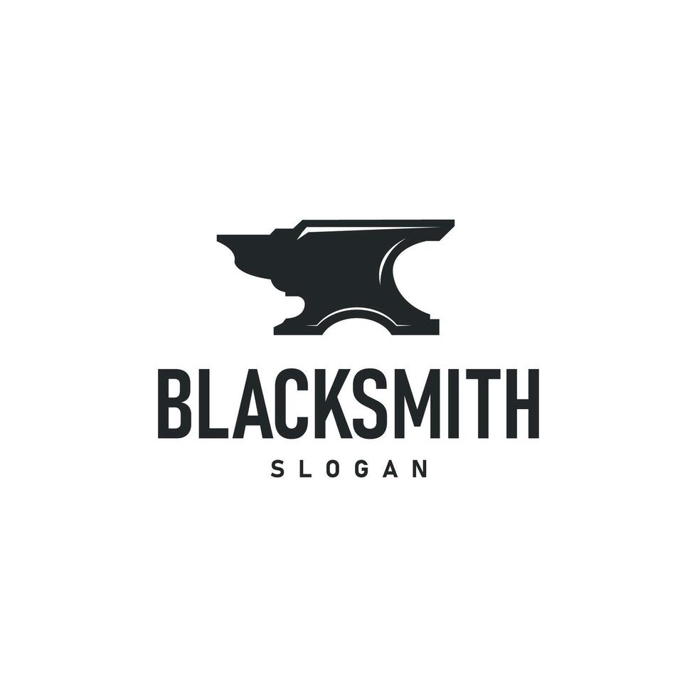 Blacksmith logo design black silhouette workshop emblem vector