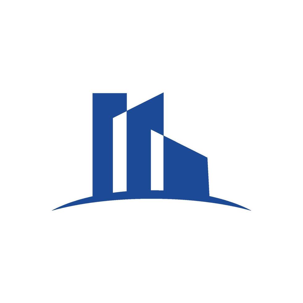 Blue Building Skyscraper Icon Logo Template vector