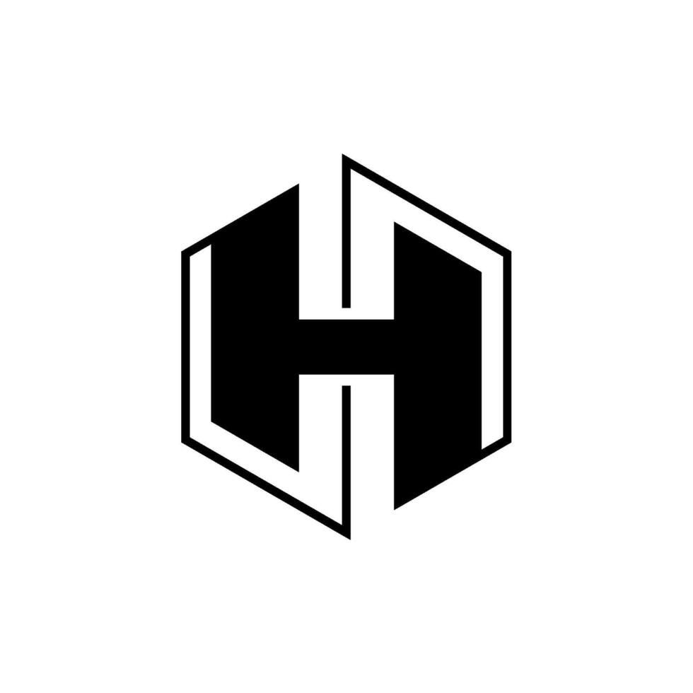 Black Hexagon Letter H Icon Logo Template vector
