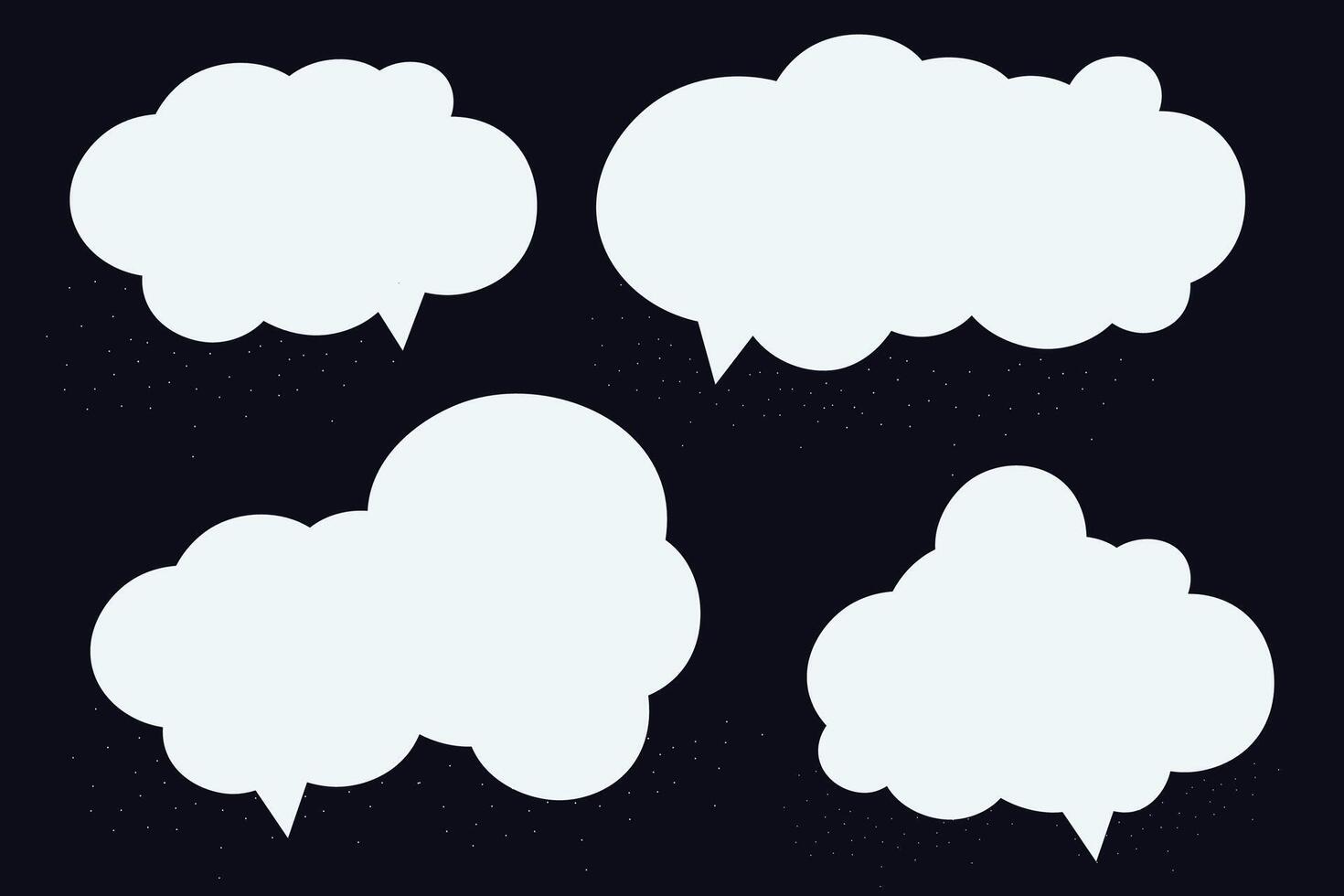 Set speech bubbles on black background. christmas and snow doodle message or communication icon Cloud speaking for comics and minimal message dialog vector