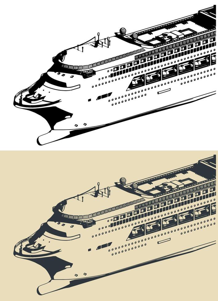 Big cruise liner illustrations vector