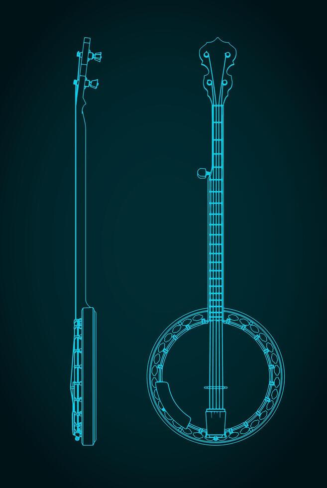 Banjo blueprints illustration vector