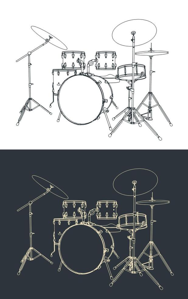 Drum kit illustrations vector