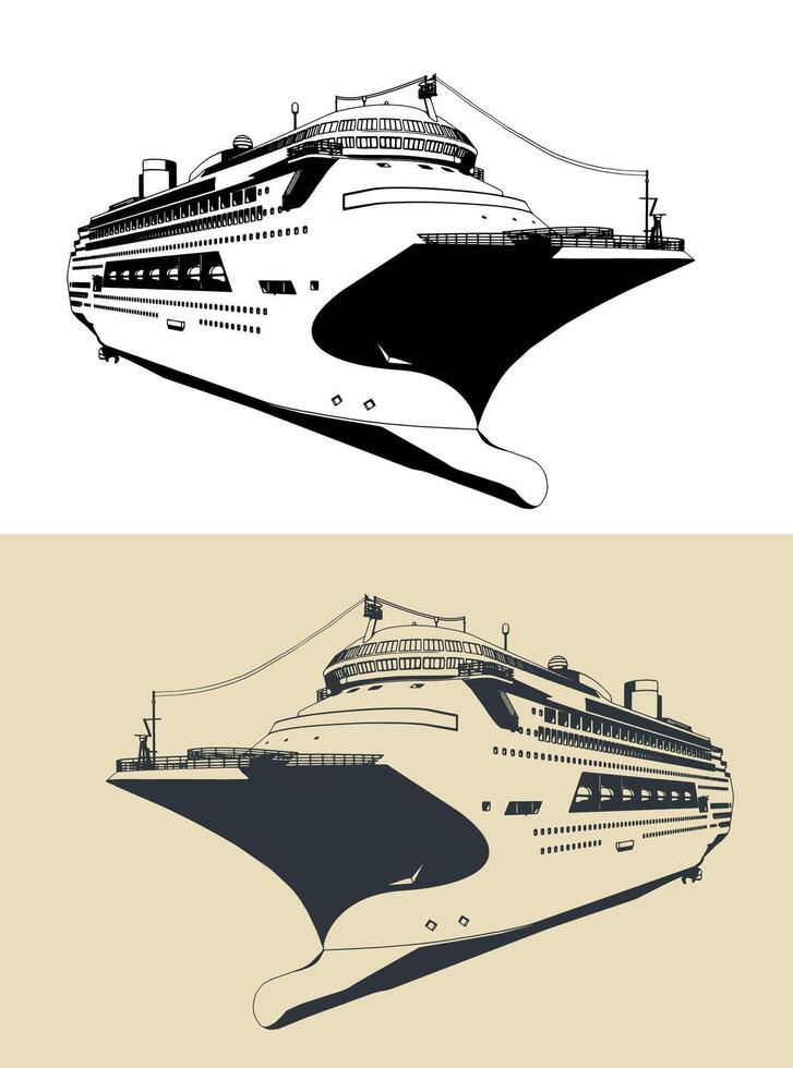 Cruise liner illustrations vector