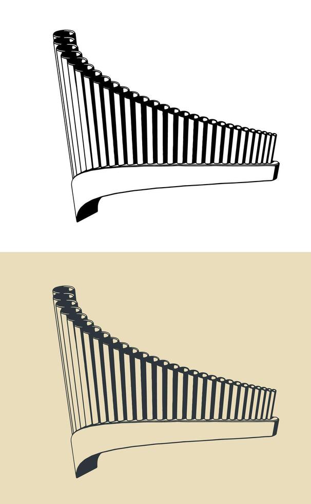 Pan flute illustrations vector