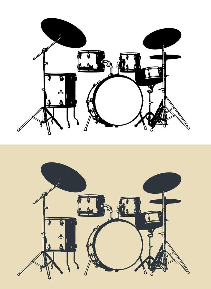 Drum kit illustrations vector