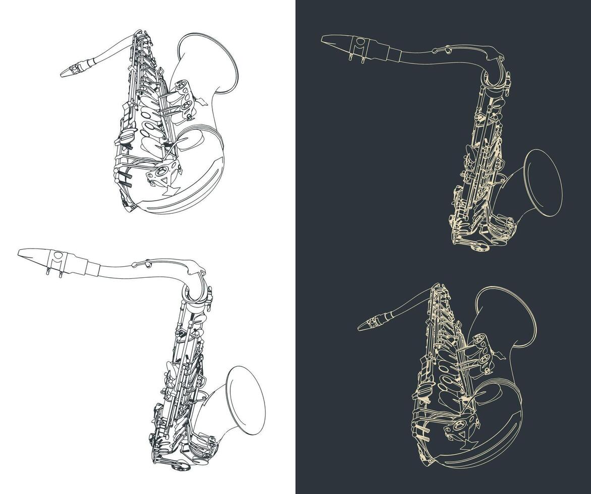 Tenor saxophone illustrations vector