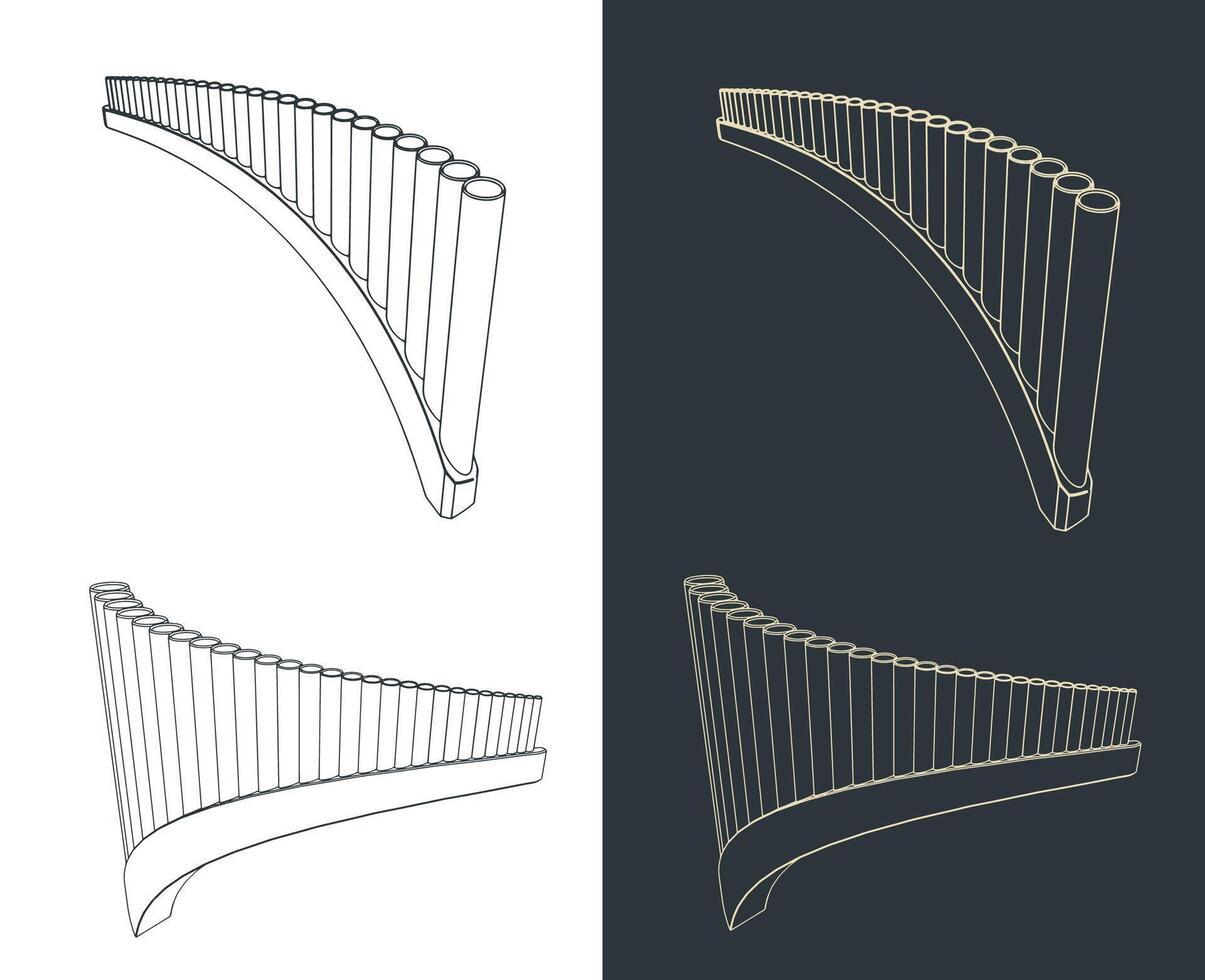 Pan flute illustrations vector