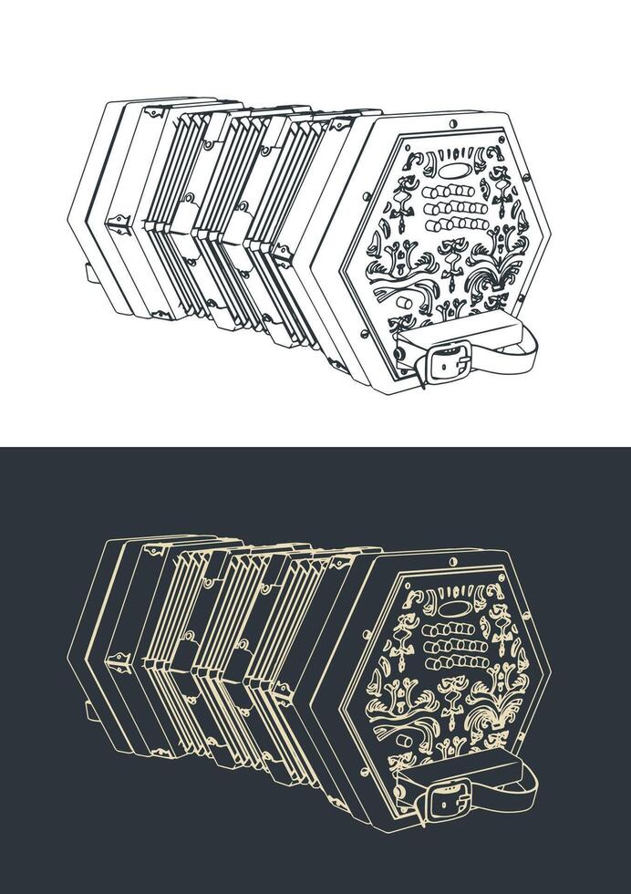 Concertina instrument illustration vector