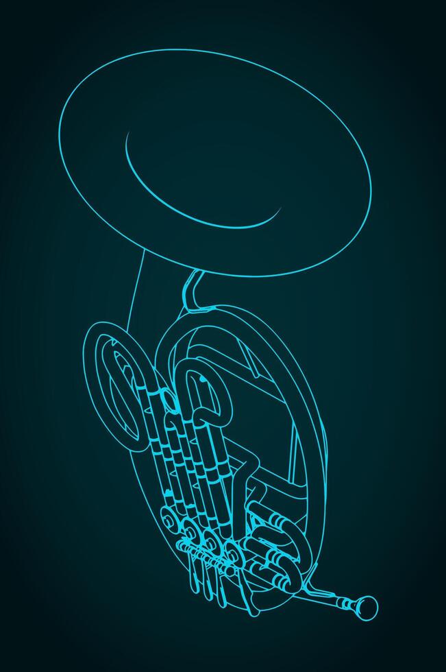 French horn illustration vector