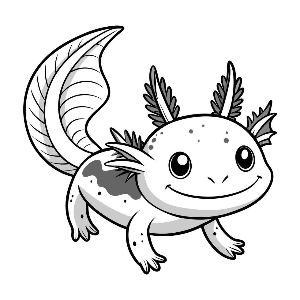 Axolotl Coloring Page with Intricate Details Perfect for Kids vector