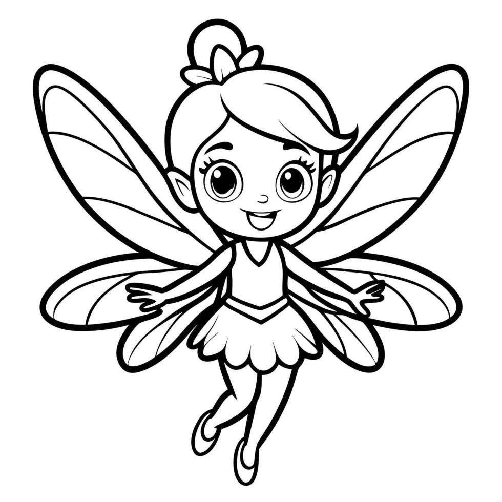 Printable Flying Fairy Coloring Page for Young Artists vector