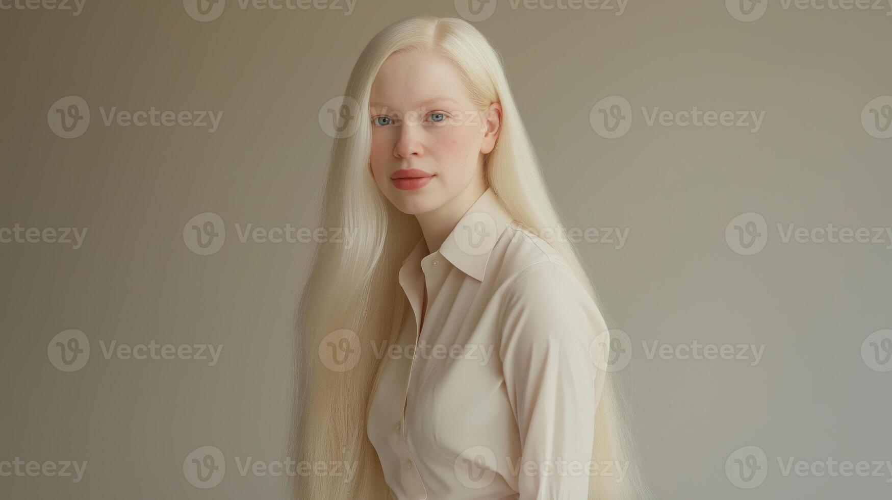 Portrait of a Young Hispanic Woman with Albinism Diversity in Beauty Perfect for Print and Digital Design photo