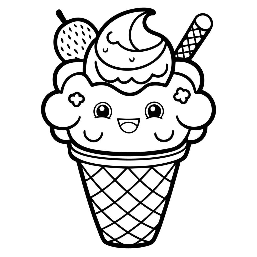 Delightful Ice Cream Coloring Page for Creative Minds of All Ages vector