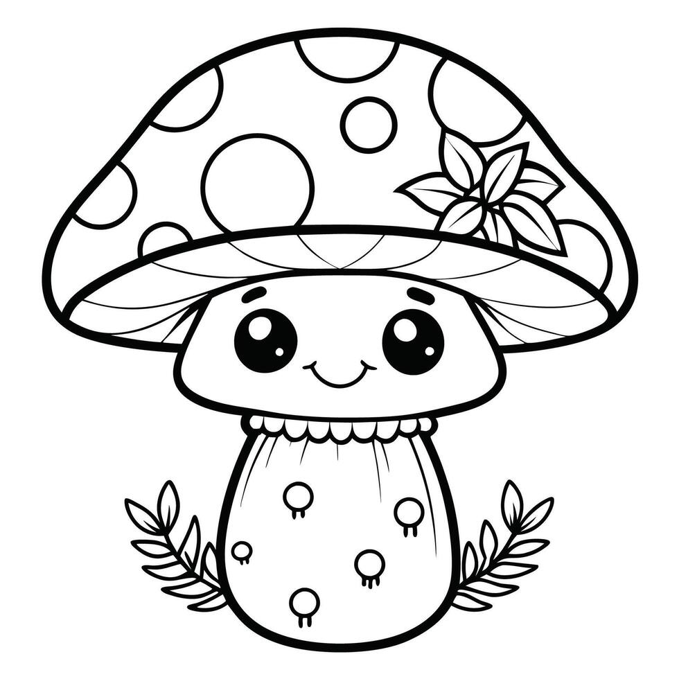 Festive Mushroom Coloring Page for Kids and Adults Celebrate Christmas with Woodland Magic vector