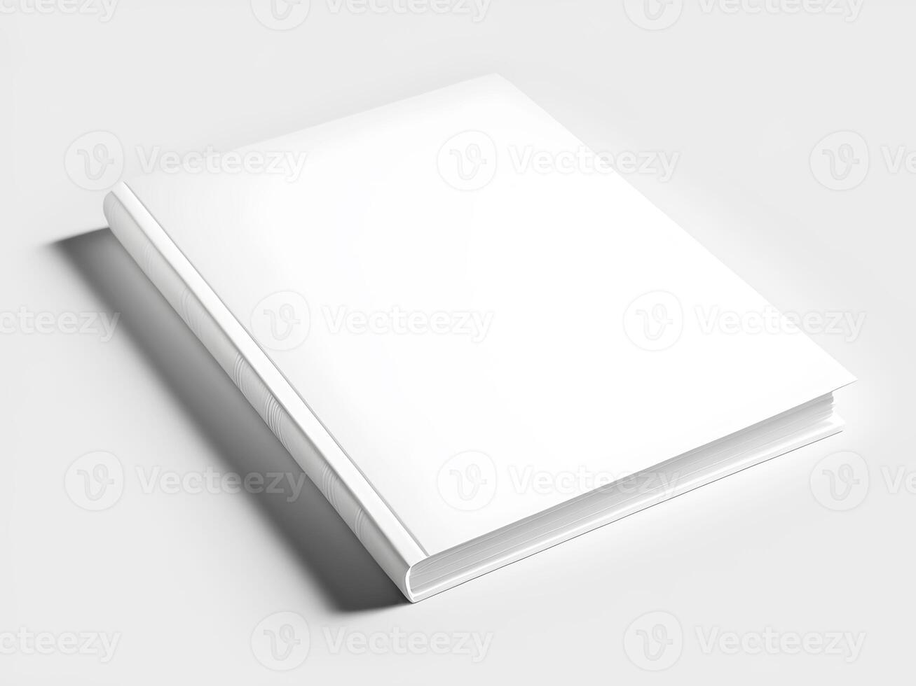 A4 book hard cover mock up with blank cover. Journal template design. Textbook with copy space against white background photo