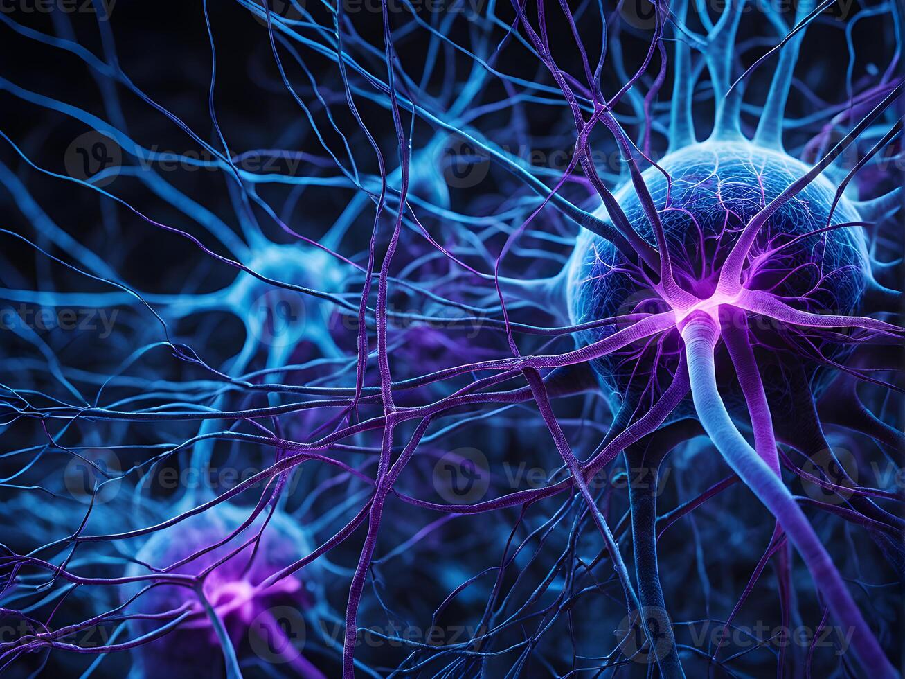 Microbiology of the human knot nerves transmit system with complex and intricate connection network in a body organ structure photo