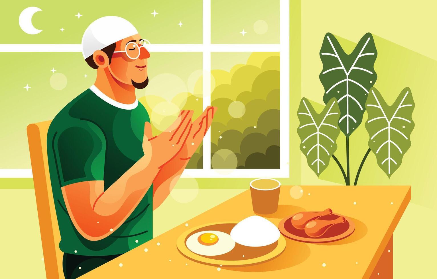 Muslims Pray before Eating vector