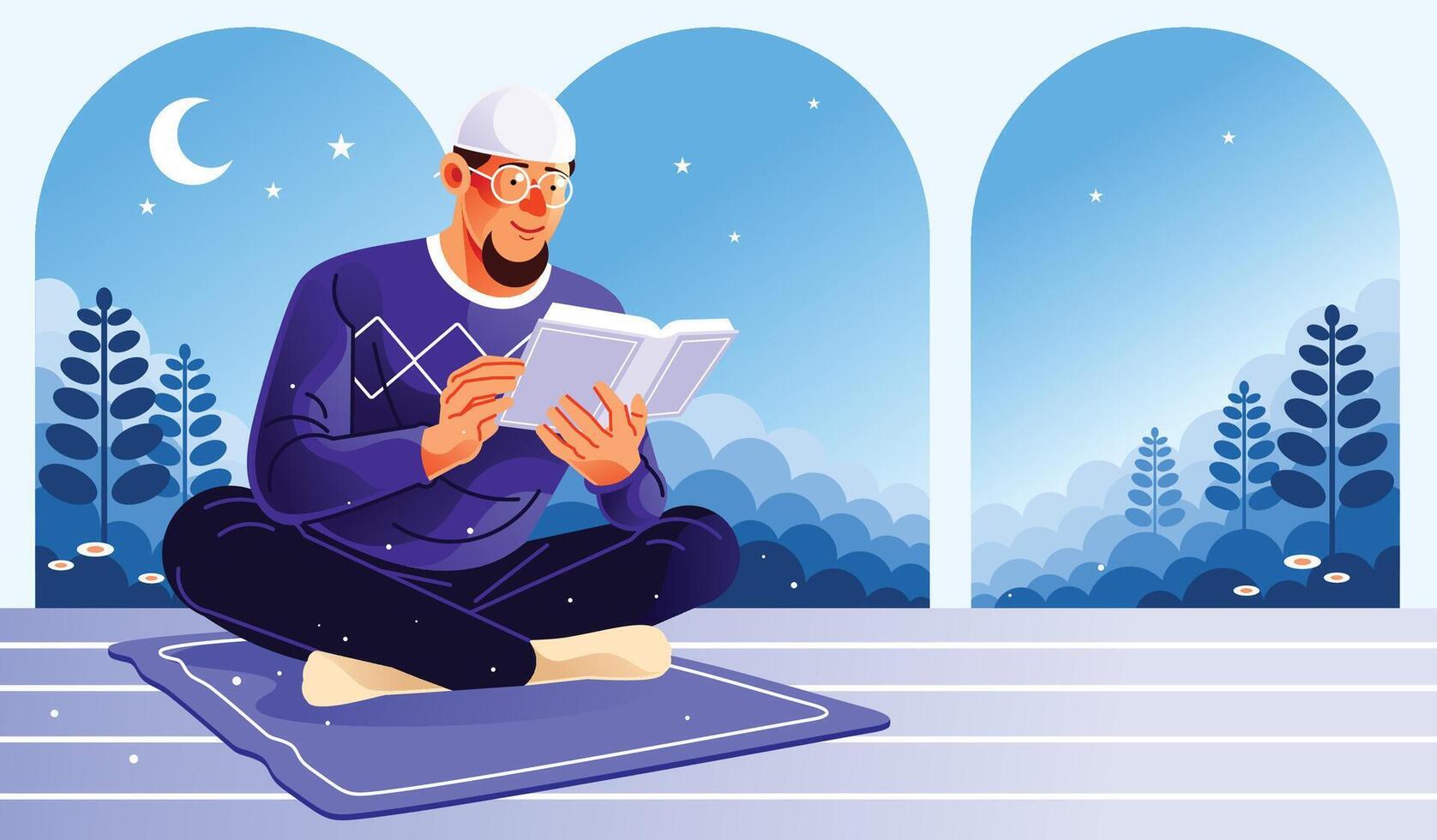 Muslim Man Reading from the Quran vector