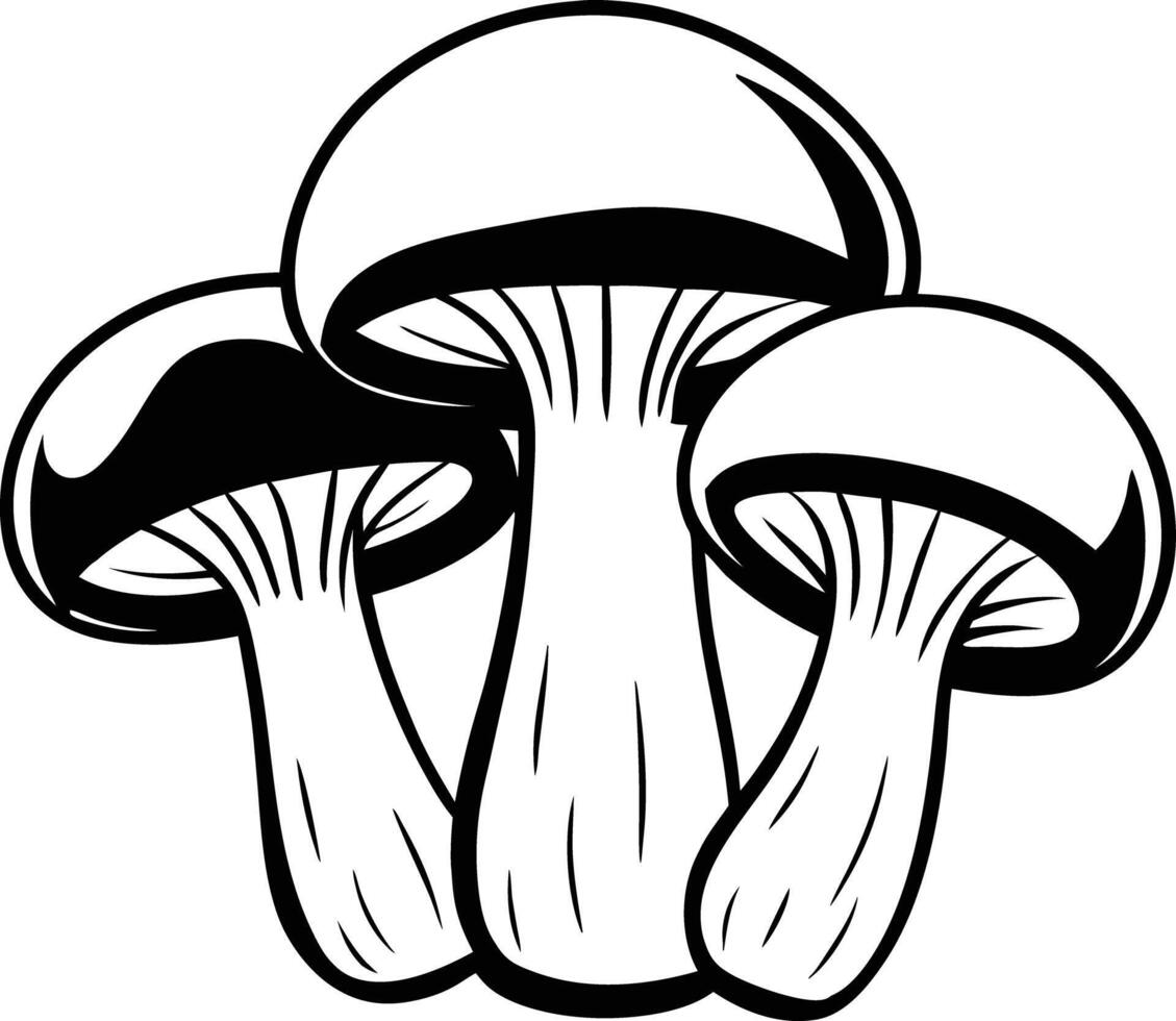 Button mushrooms silhouette. vector