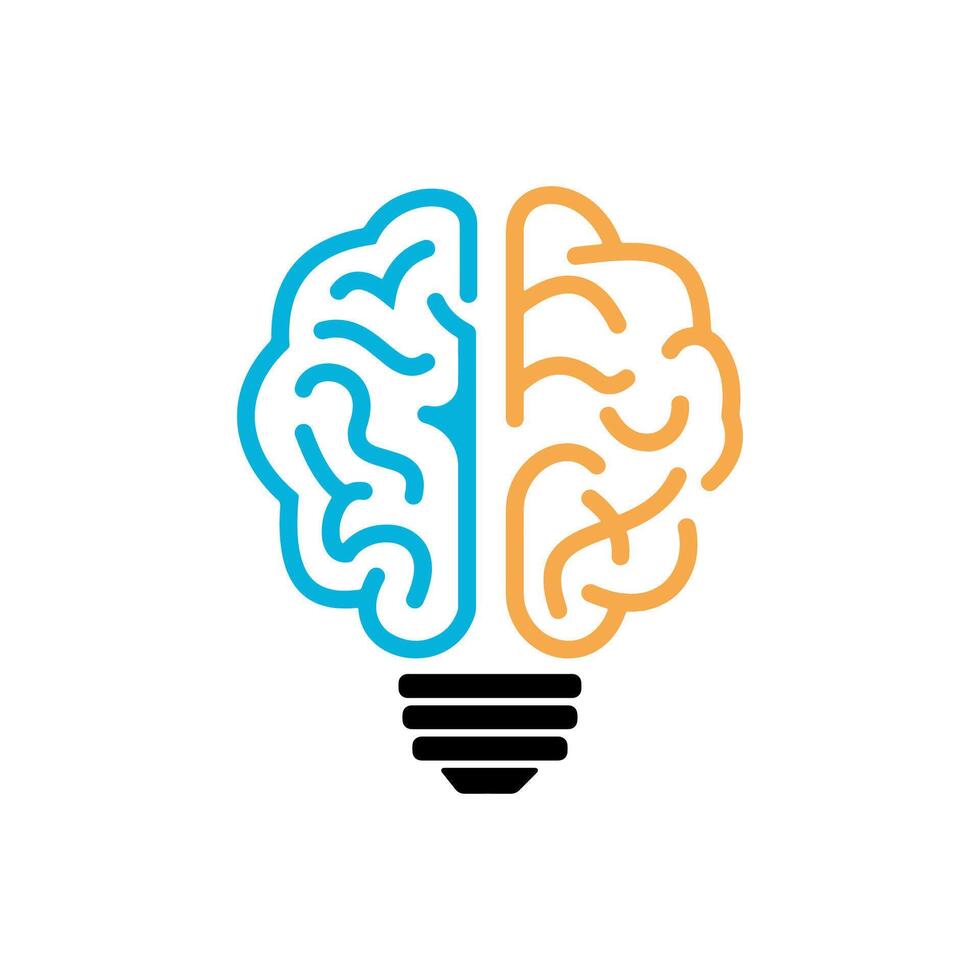 Two brain light bulb icons vector