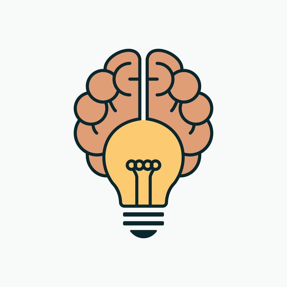 A light bulb with a brain inside it vector