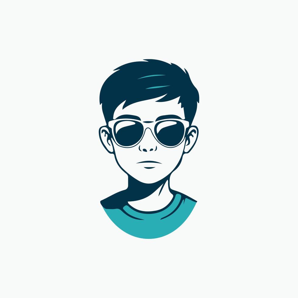 A boy with sunglasses on his face vector