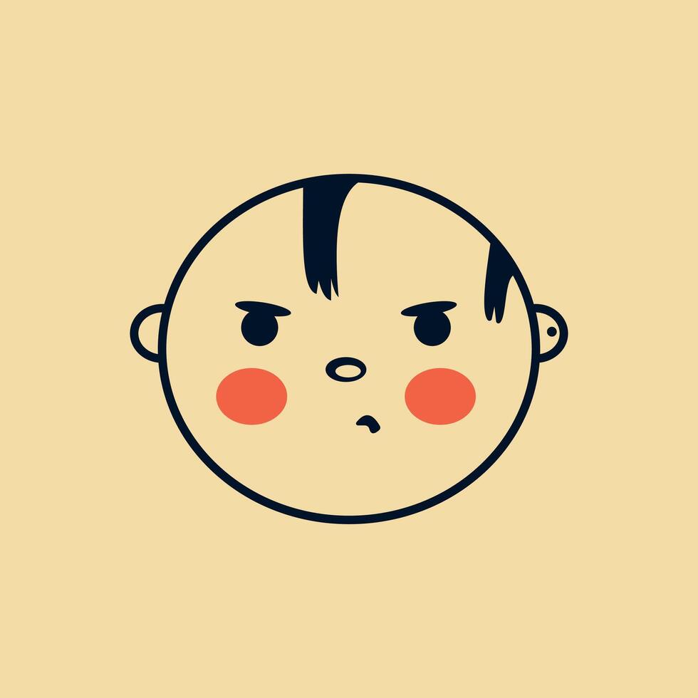 A cartoon face with a red nose and black eyes vector