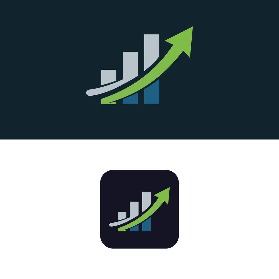 A logo for a business that shows a graph and an arrow vector