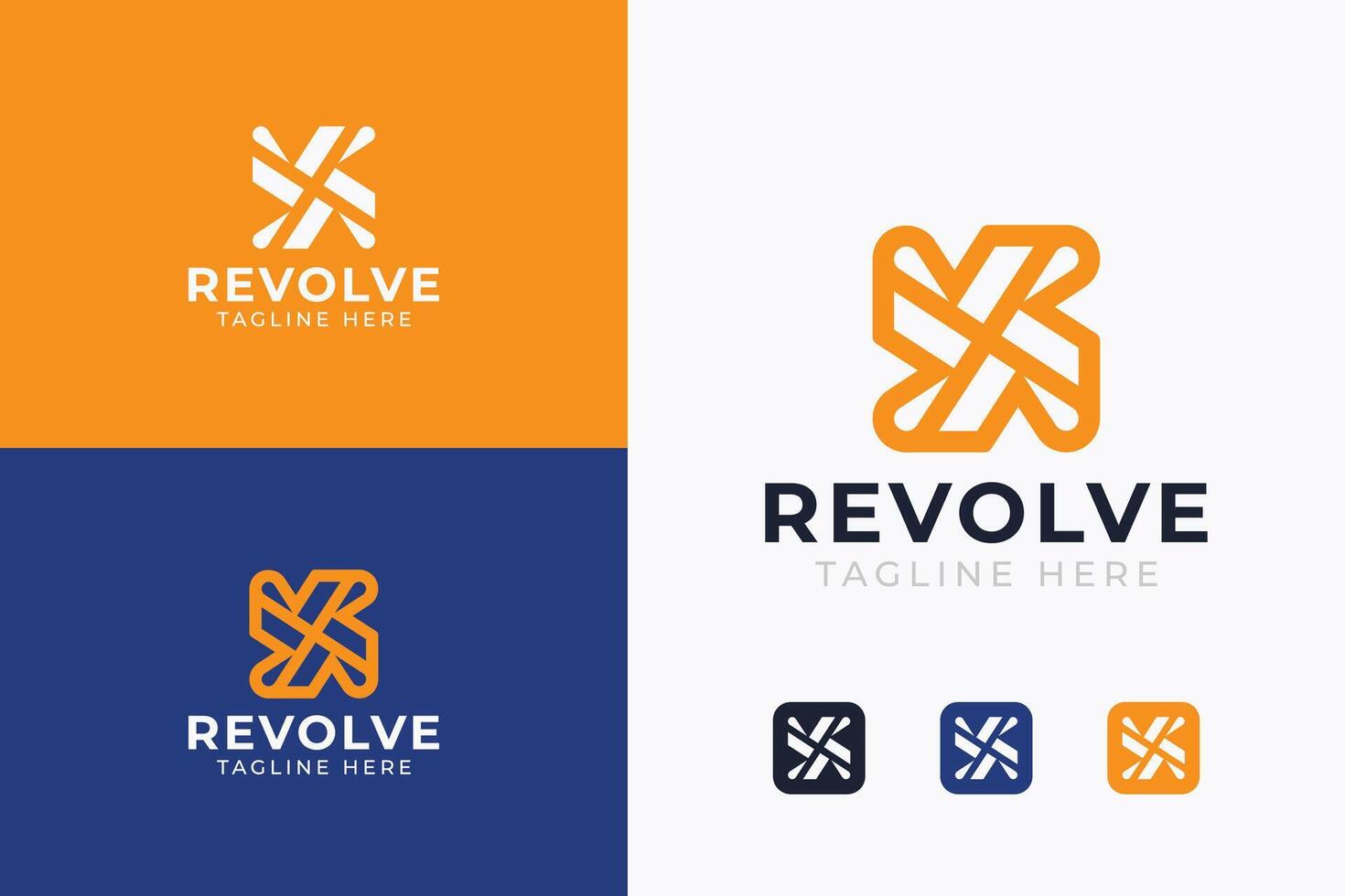 Letter R Abstract Linear Bold Logo with Revolve Concept Branding vector