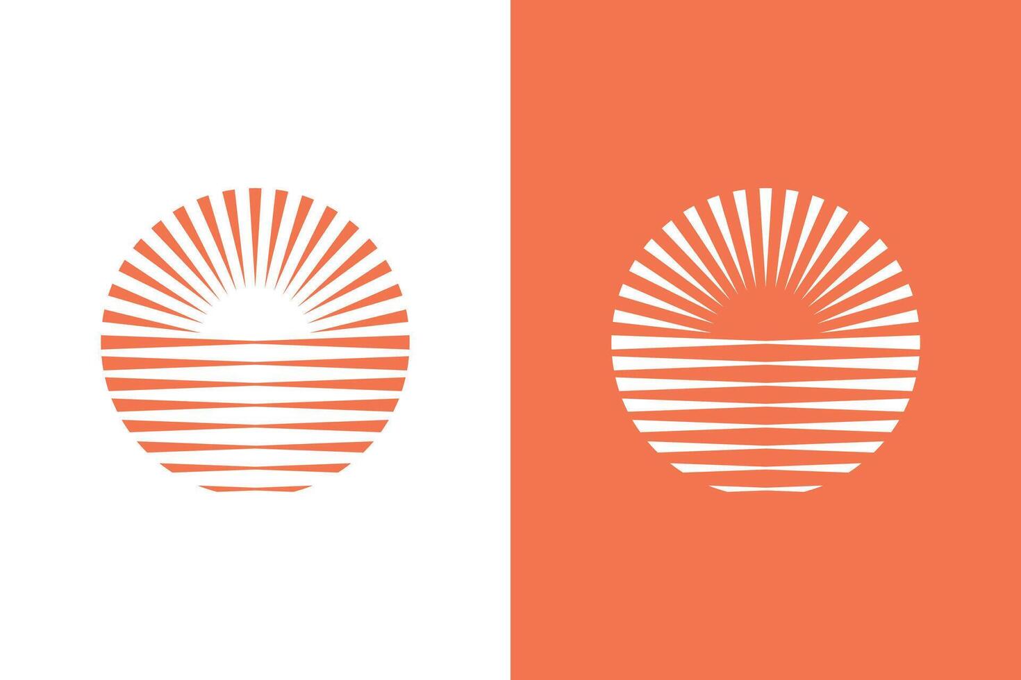 Dawn Summer Sun Circle Logo Landscape Horizon Abstract Badge Sign Symbol vector