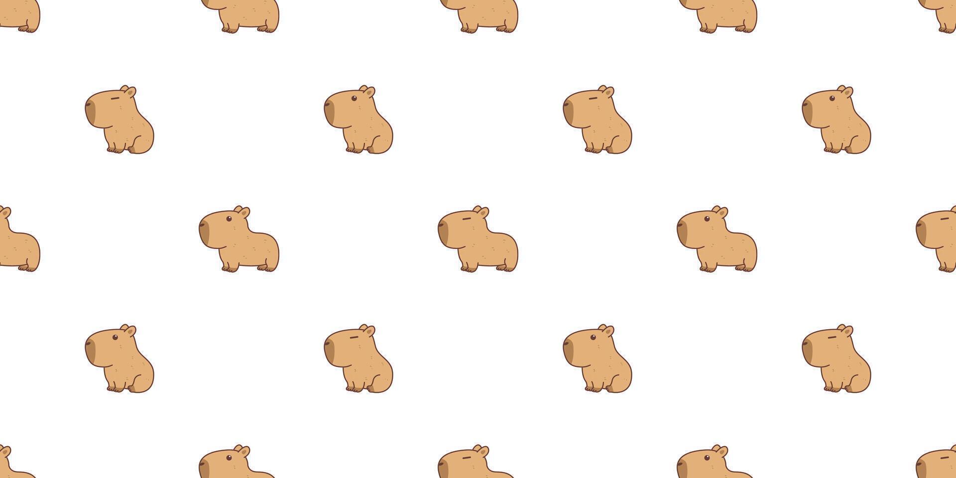 Cute capybara cartoon seamless pattern, illustration vector