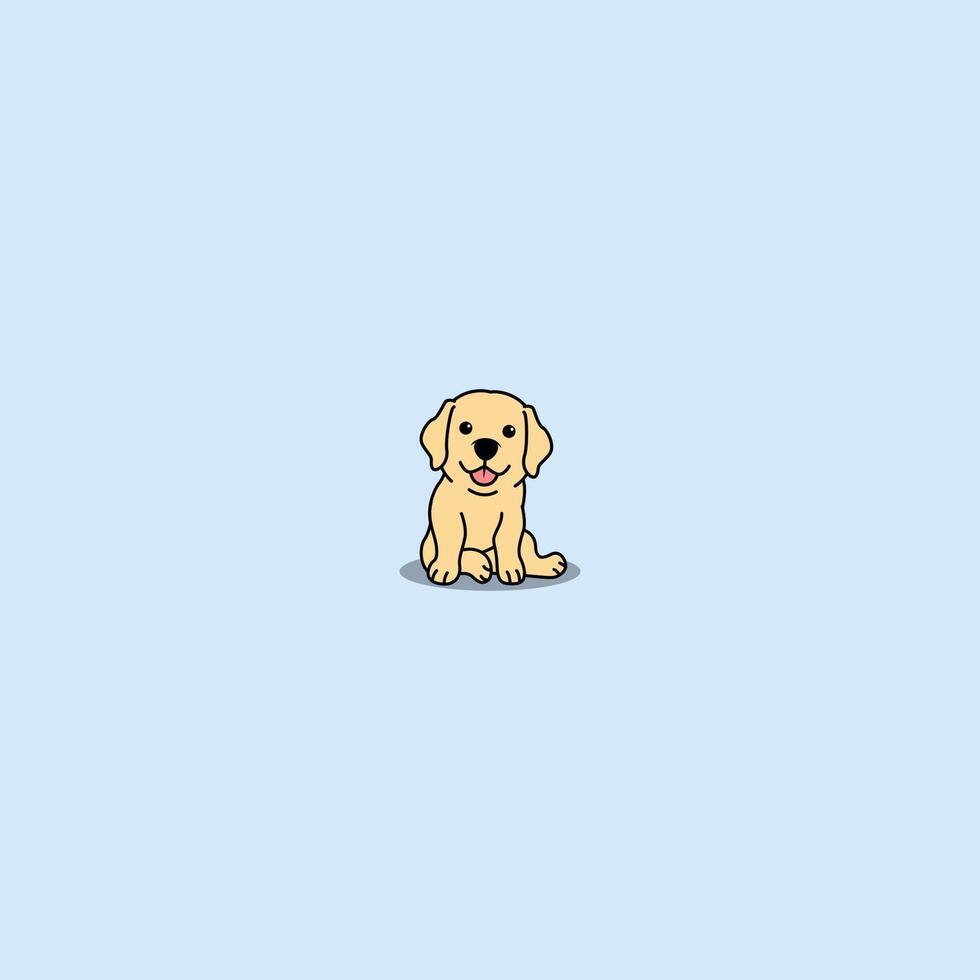 Cute labrador retriever puppy sitting cartoon, illustration vector