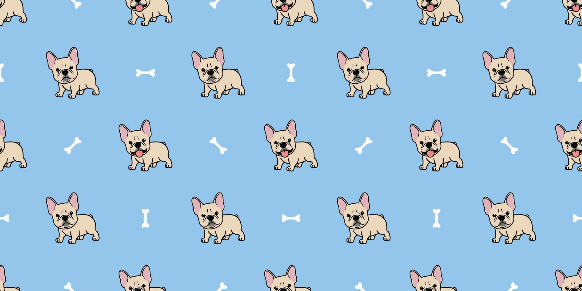Cute french bulldog puppy cream color cartoon seamless pattern, illustration vector